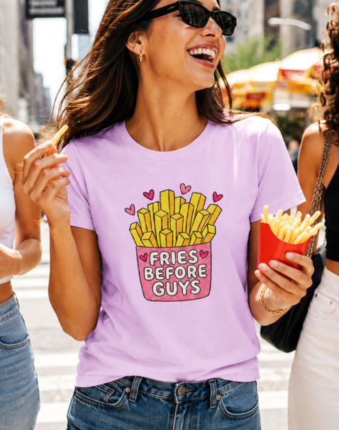 Fries Before Guys T-Shirt | Funny Foodie Graphic Tee for Women - The Southern Yankee