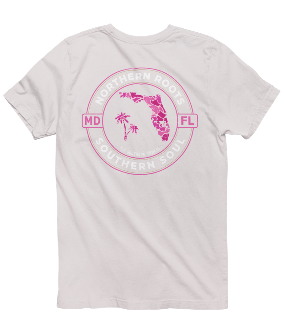Florida with Maryland Roots Pink Camo Tee - The Southern Yankee
