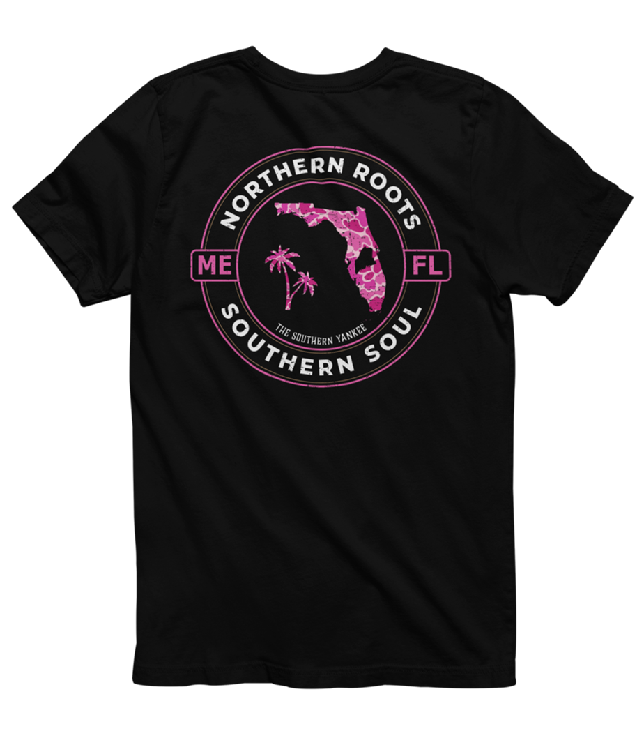 Florida with Maine Roots Pink Camo Tee - The Southern Yankee
