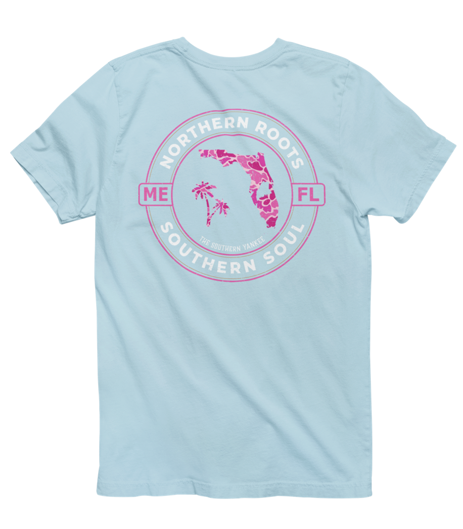 Florida with Maine Roots Pink Camo Tee - The Southern Yankee