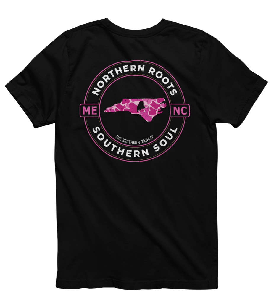 North Carolina with Maine Roots Pink Camo Tee - The Southern Yankee