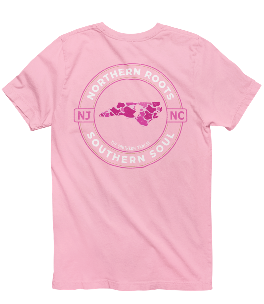 North Carolina with New Jersey Roots Pink Camo Tee - The Southern Yankee