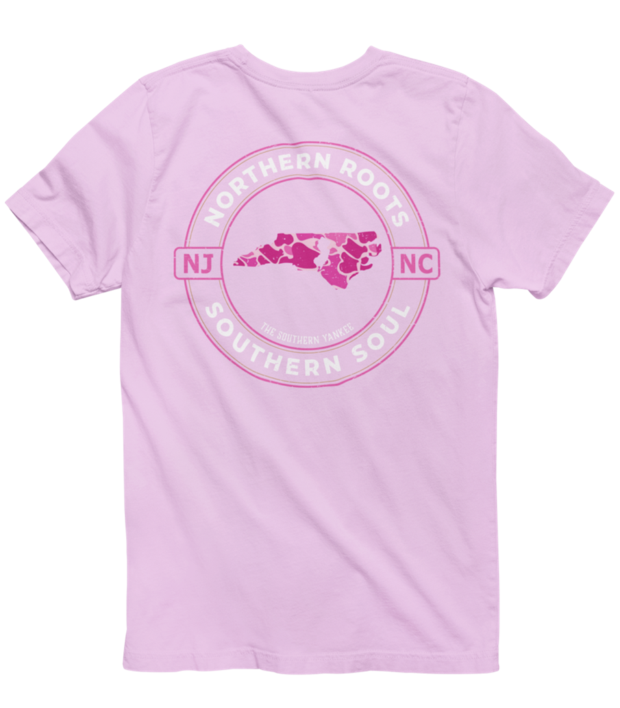 North Carolina with New Jersey Roots Pink Camo Tee - The Southern Yankee