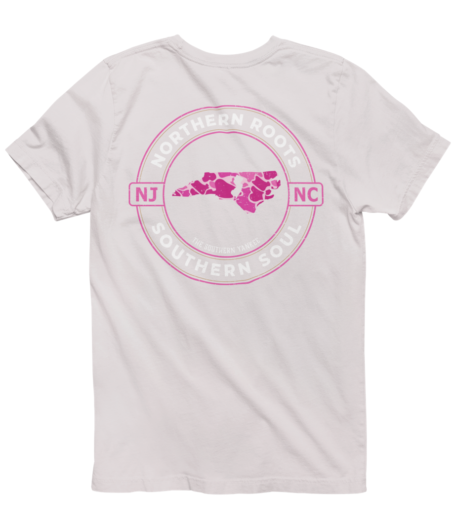 North Carolina with New Jersey Roots Pink Camo Tee - The Southern Yankee