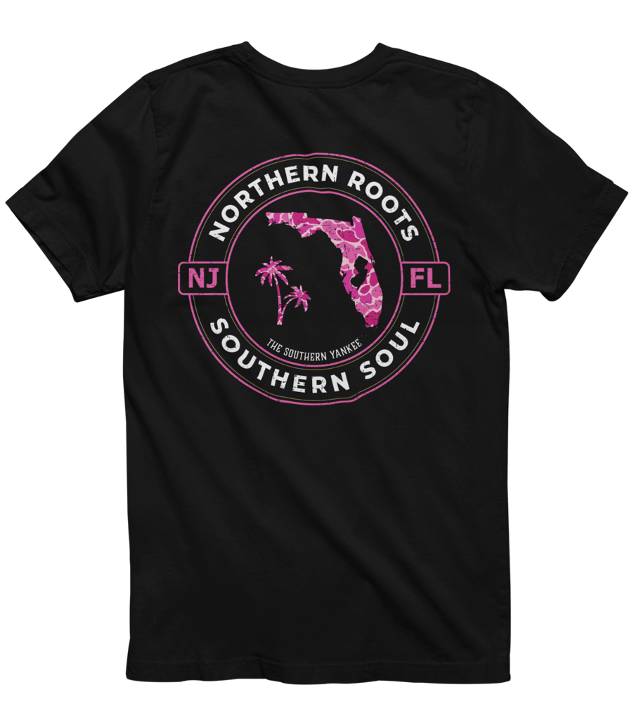 Florida with New Jersey Roots Pink Camo Tee - The Southern Yankee