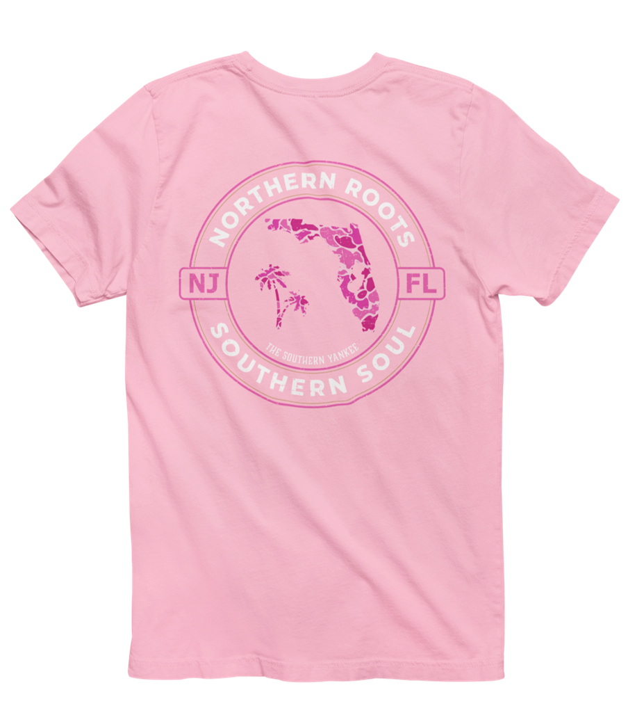 Florida with New Jersey Roots Pink Camo Tee - The Southern Yankee