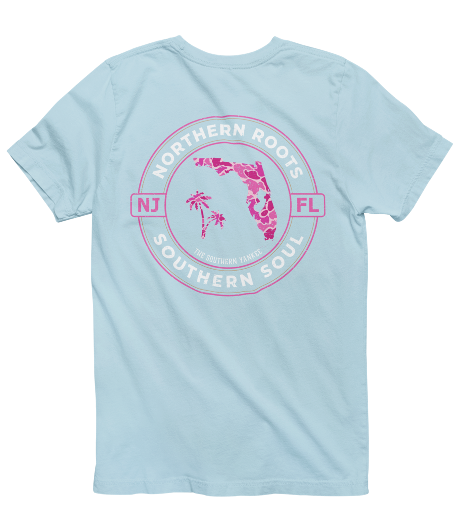 Florida with New Jersey Roots Pink Camo Tee - The Southern Yankee