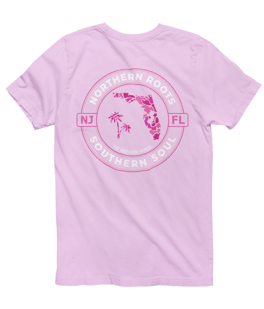 Florida with New Jersey Roots Pink Camo Tee - The Southern Yankee