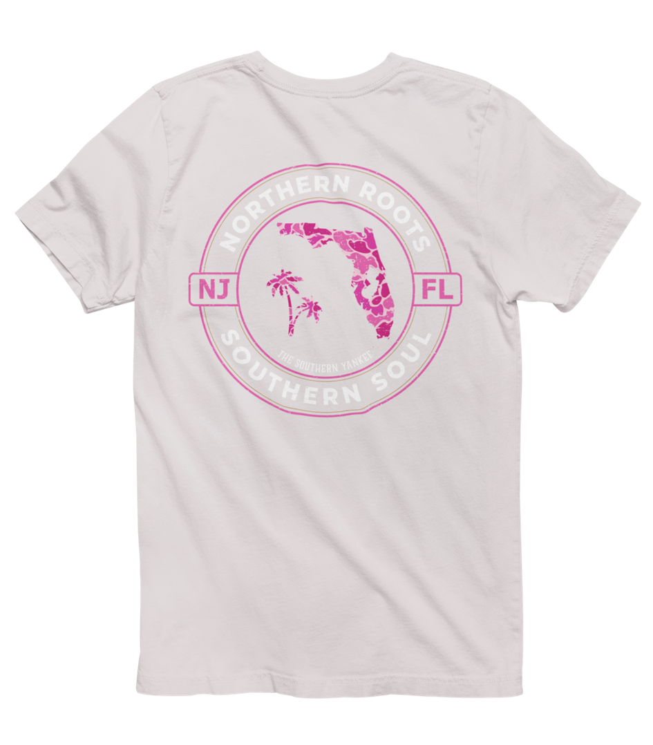 Florida with New Jersey Roots Pink Camo Tee - The Southern Yankee
