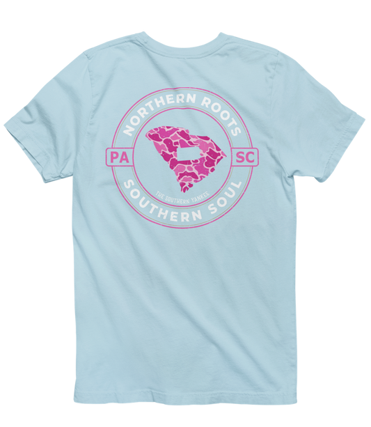 South Carolina with Pennsylvania Roots Pink Camo Tee - The Southern Yankee