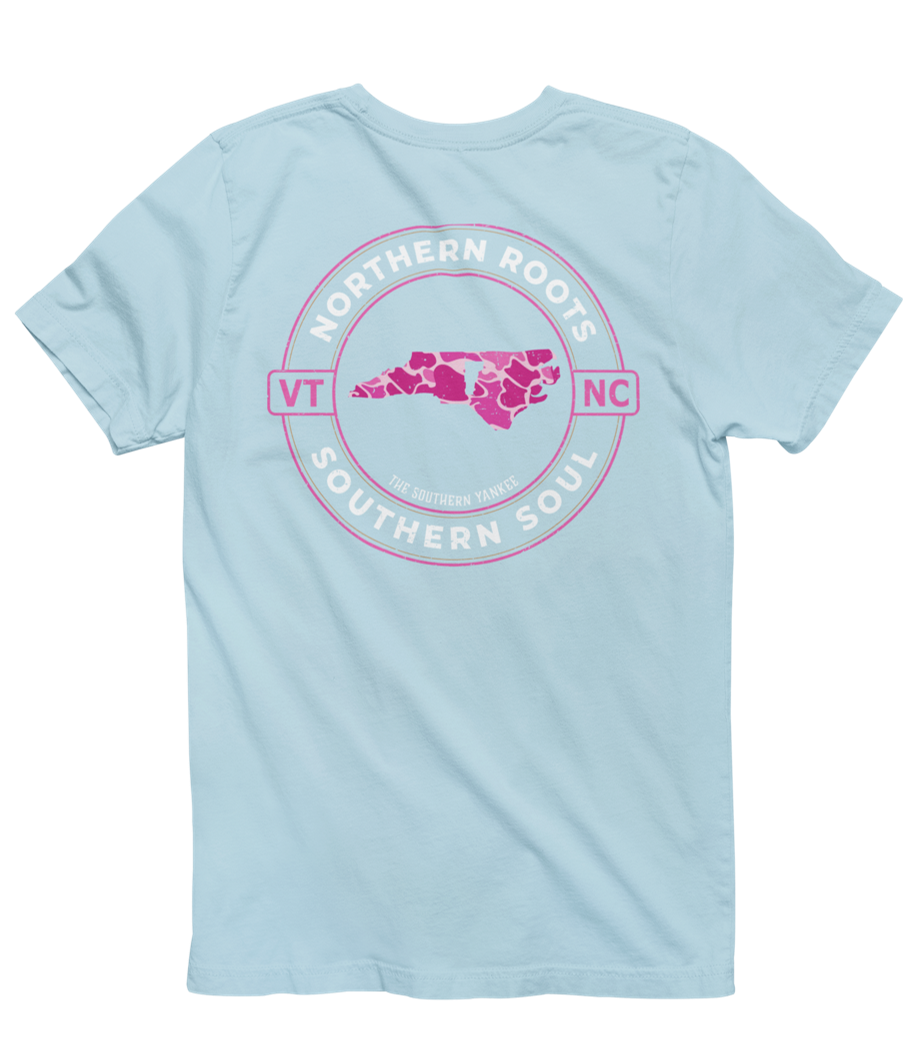 North Carolina with Vermont Roots Pink Camo Tee - The Southern Yankee