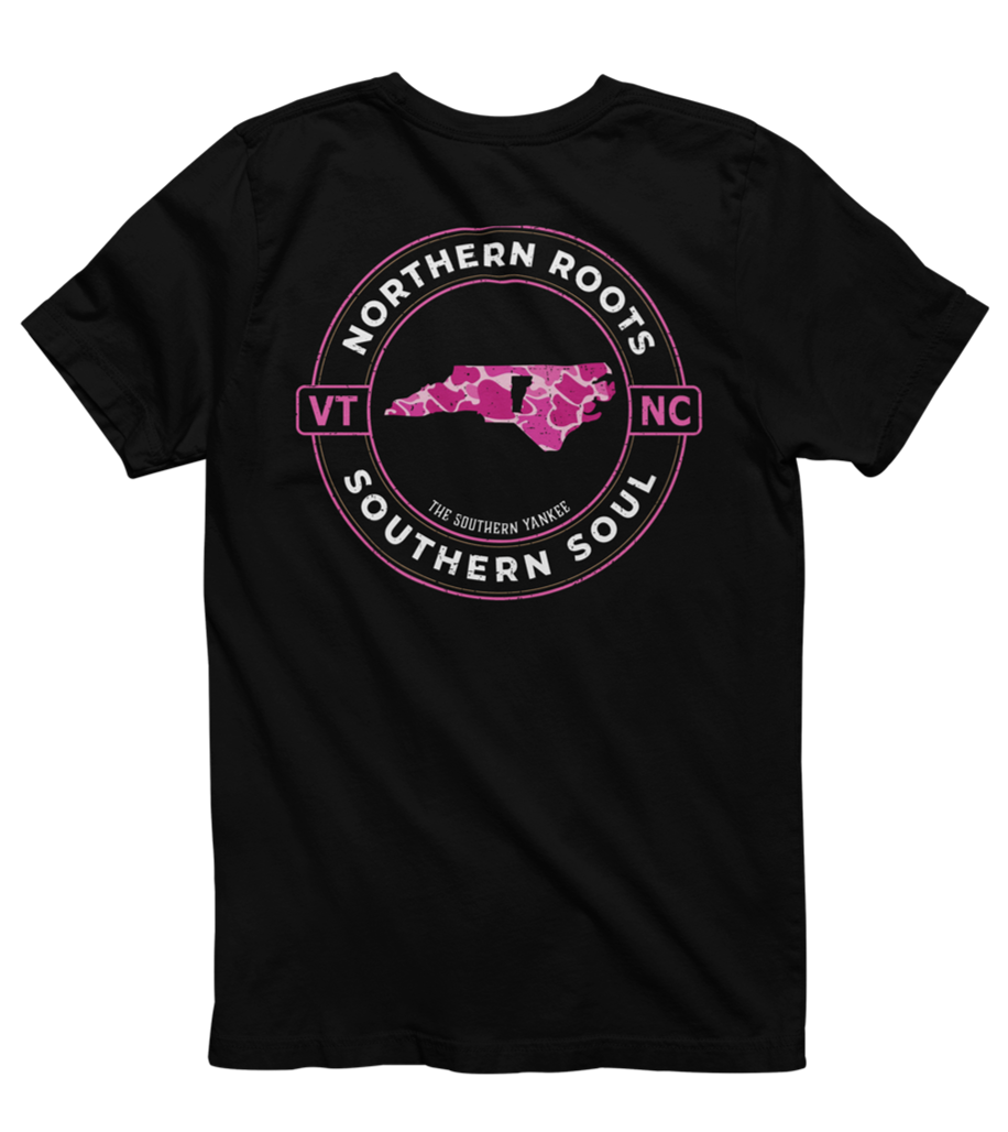 North Carolina with Vermont Roots Pink Camo Tee - The Southern Yankee