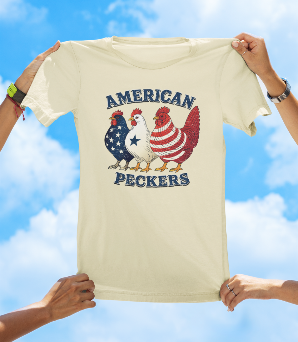 American Peckers T-Shirt | Funny Patriotic Chicken Graphic Tee - The Southern Yankee