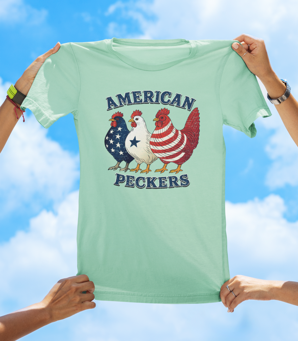 American Peckers T-Shirt | Funny Patriotic Chicken Graphic Tee - The Southern Yankee
