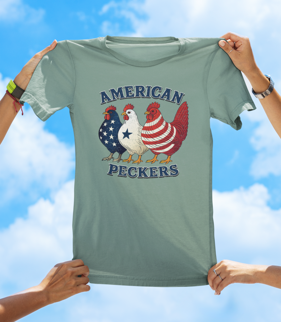 American Peckers T-Shirt | Funny Patriotic Chicken Graphic Tee - The Southern Yankee