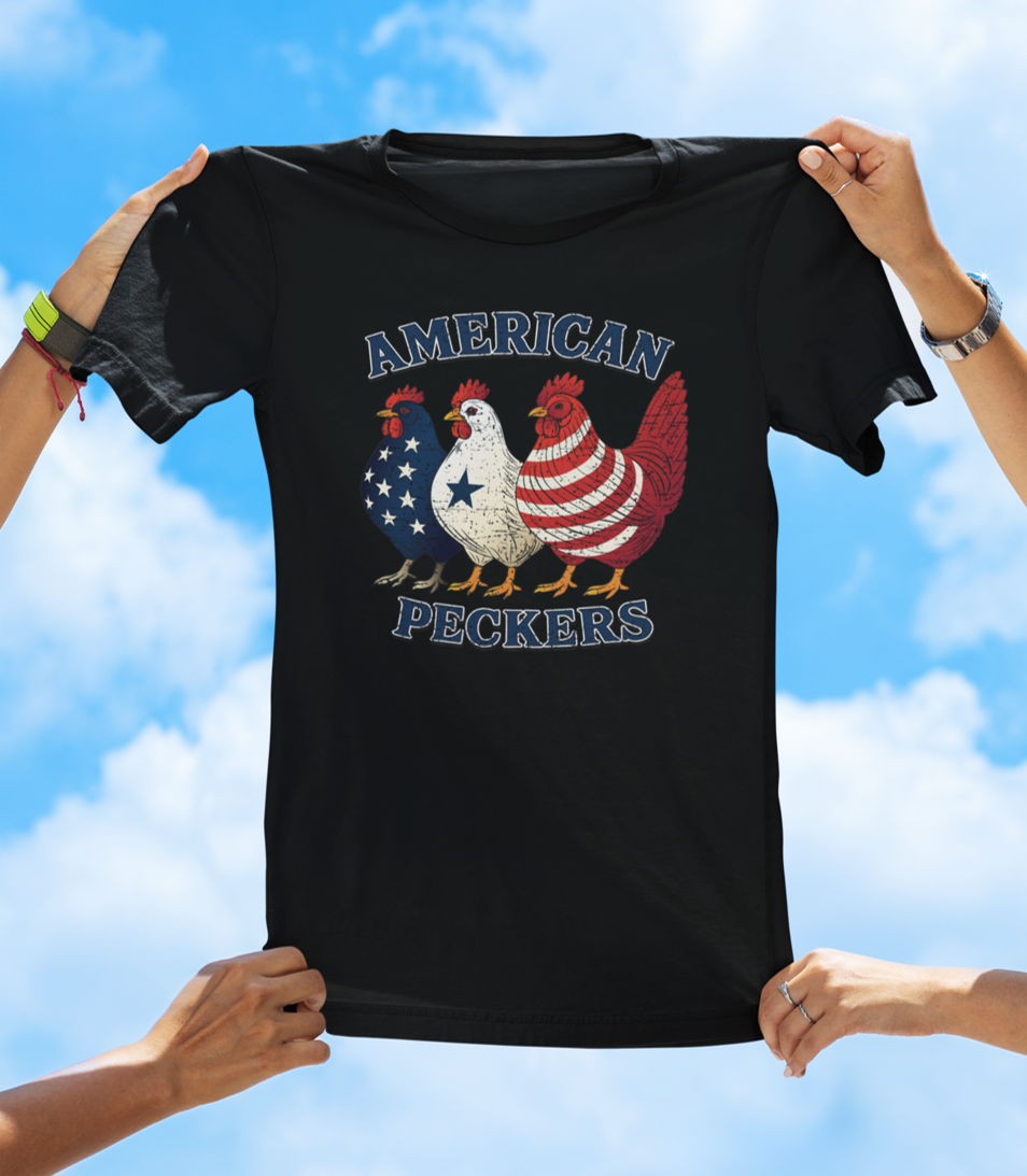 American Peckers T-Shirt | Funny Patriotic Chicken Graphic Tee - The Southern Yankee