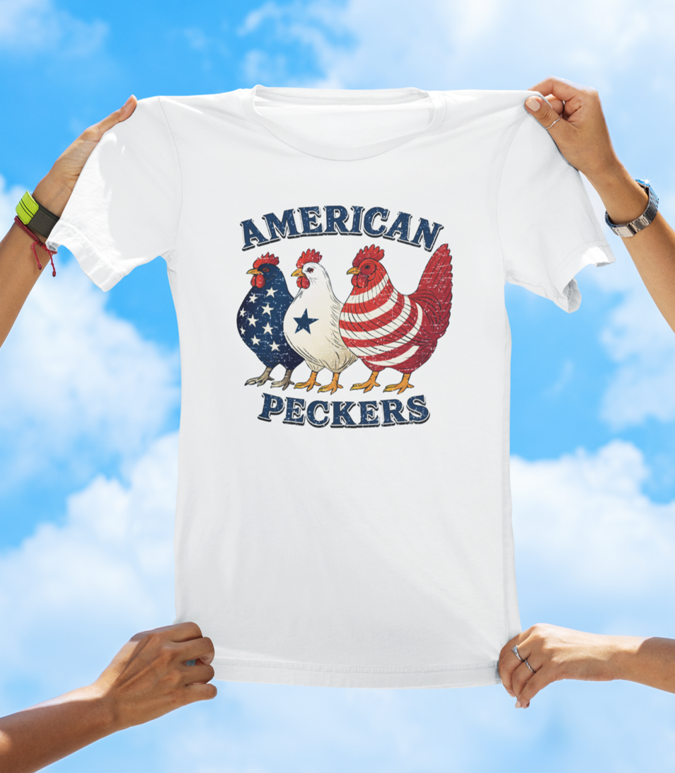 American Peckers T-Shirt | Funny Patriotic Chicken Graphic Tee - The Southern Yankee