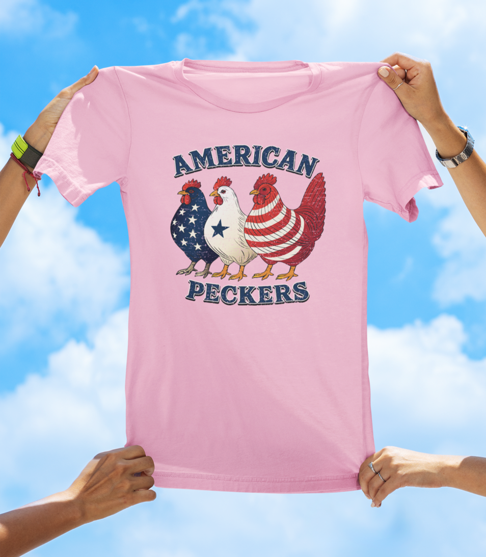 American Peckers T-Shirt | Funny Patriotic Chicken Graphic Tee - The Southern Yankee