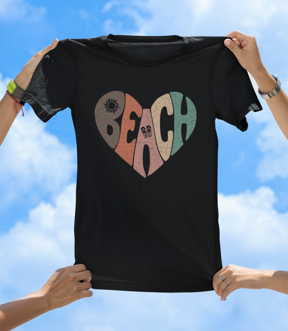 Beach Heart T-Shirt | Retro Sunset Beach Vibes Tee - The Southern Yankee
