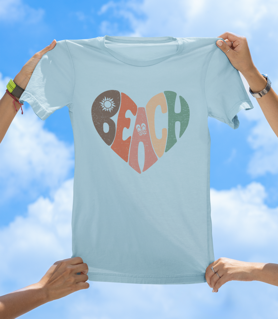 Beach Heart T-Shirt | Retro Sunset Beach Vibes Tee - The Southern Yankee