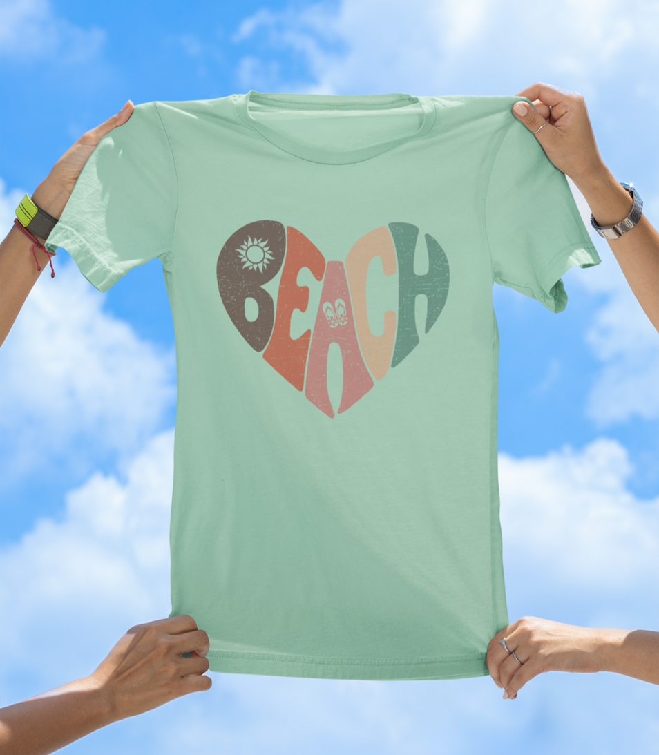 Beach Heart T-Shirt | Retro Sunset Beach Vibes Tee - The Southern Yankee