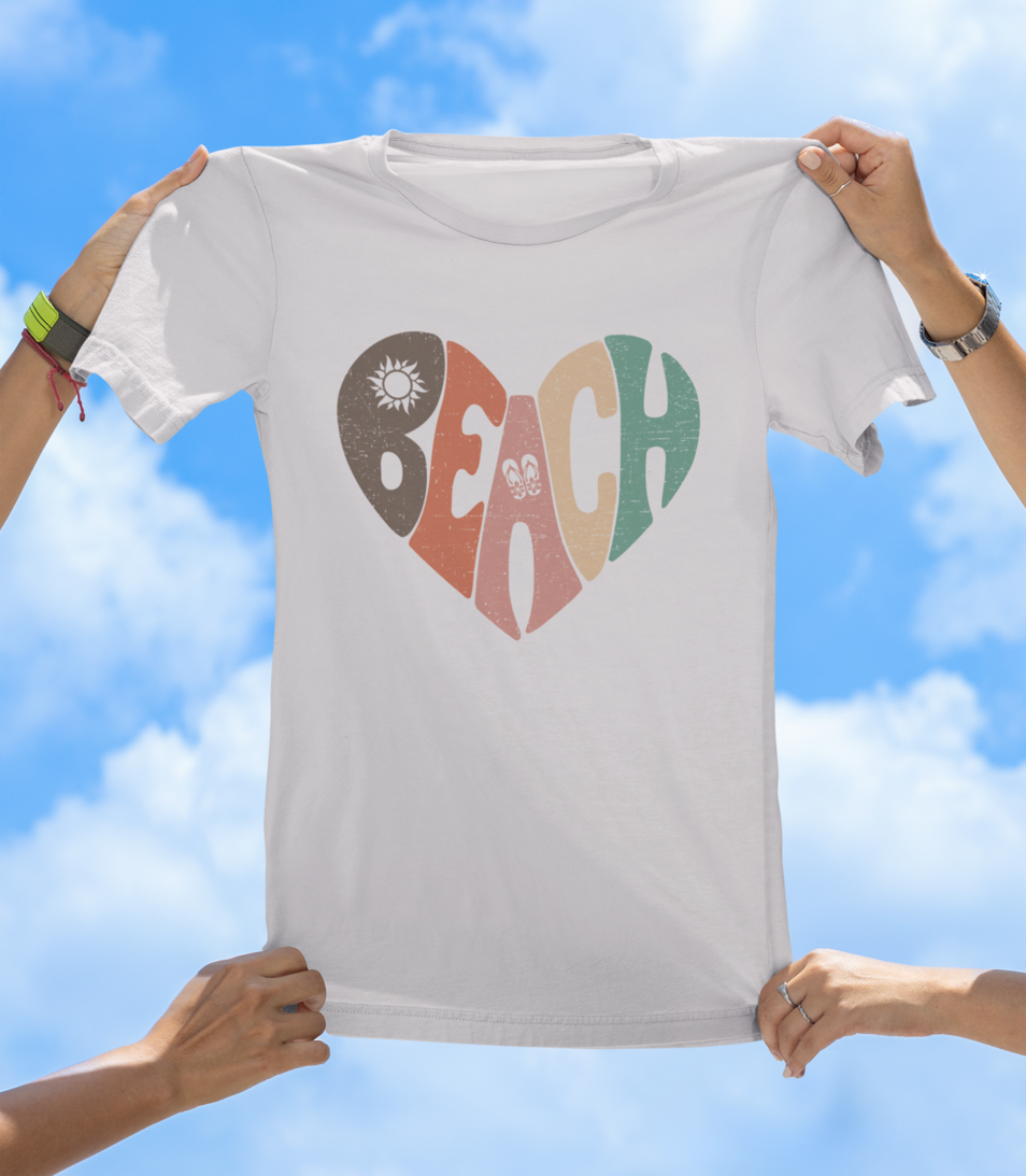 Beach Heart T-Shirt | Retro Sunset Beach Vibes Tee - The Southern Yankee