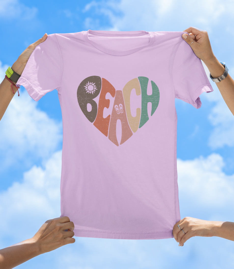 Beach Heart T-Shirt | Retro Sunset Beach Vibes Tee - The Southern Yankee
