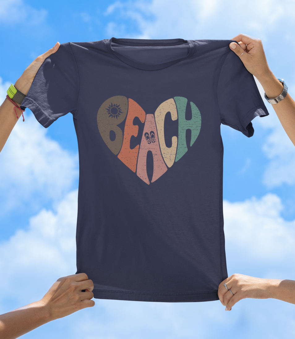 Beach Heart T-Shirt | Retro Sunset Beach Vibes Tee - The Southern Yankee