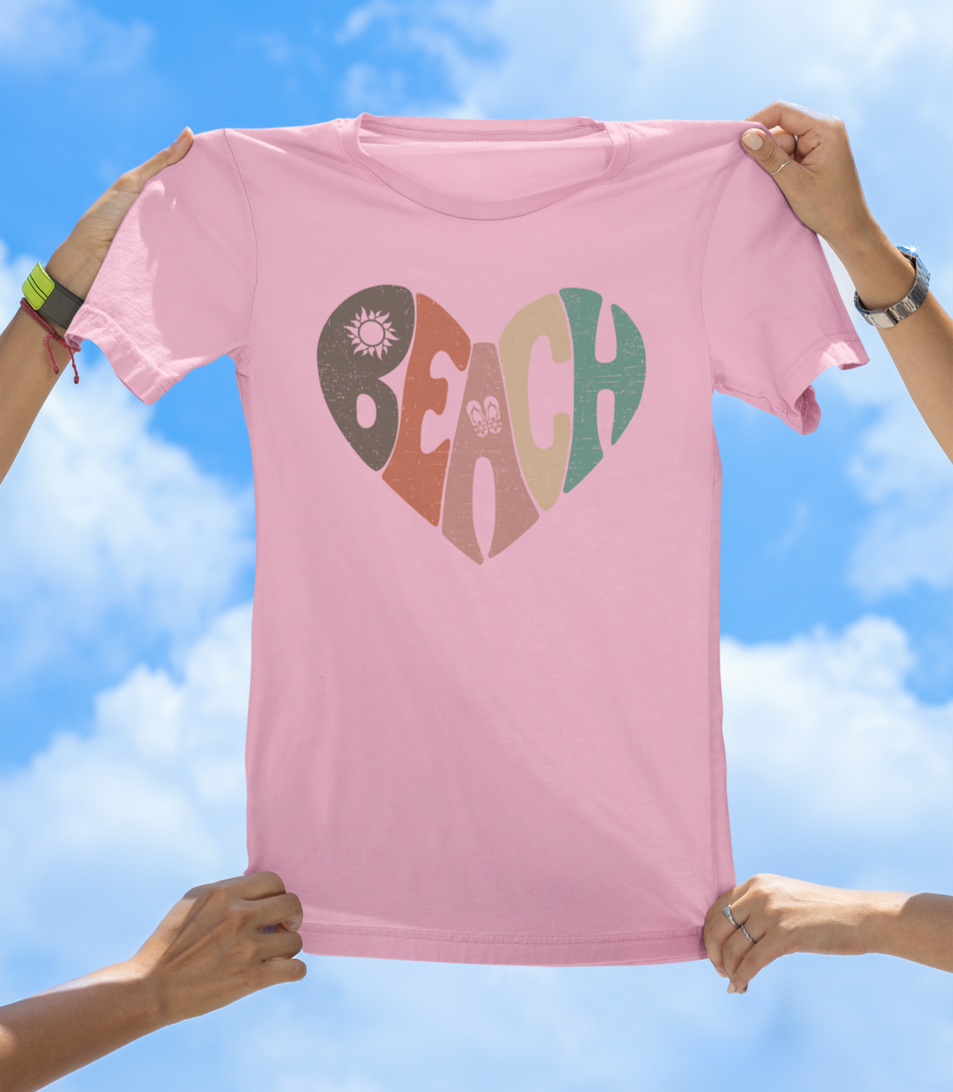 Beach Heart T-Shirt | Retro Sunset Beach Vibes Tee - The Southern Yankee