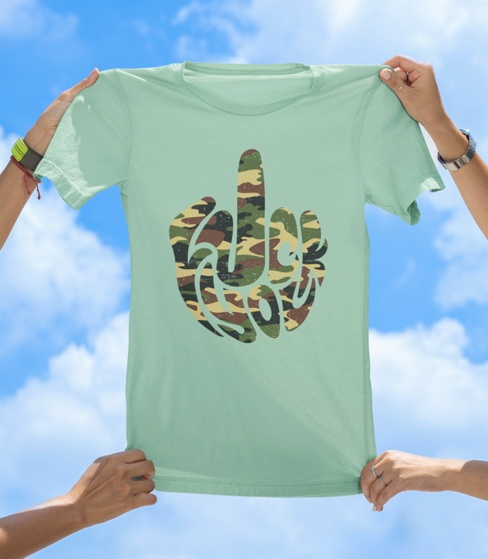 F* You Camo Finger T-Shirt | Edgy Statement Graphic Tee - The Southern Yankee