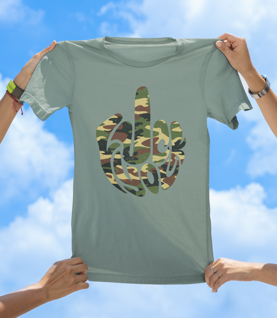 F* You Camo Finger T-Shirt | Edgy Statement Graphic Tee - The Southern Yankee