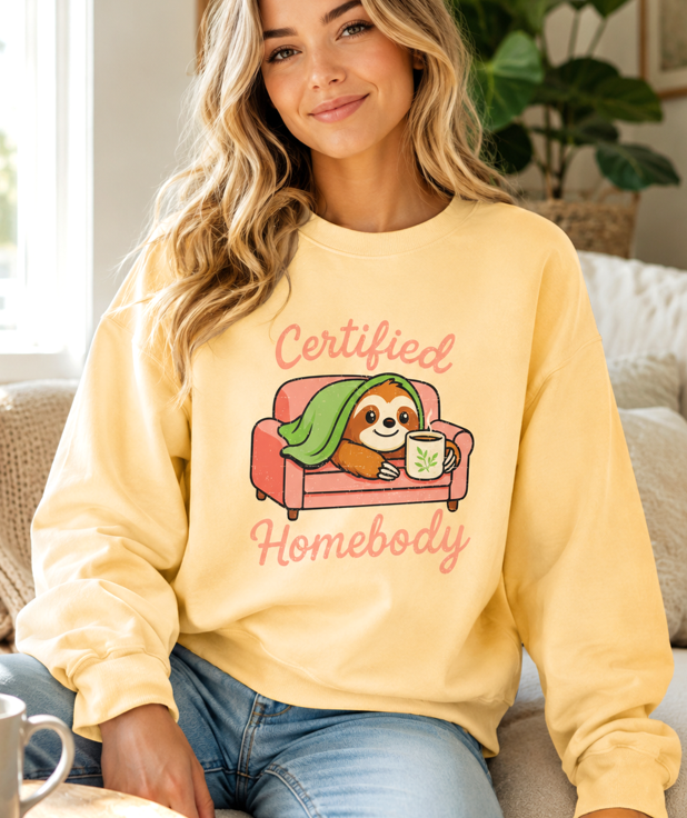 Certified Homebody Sweatshirt | Cute Sloth Loungewear Sweats - The Southern Yankee