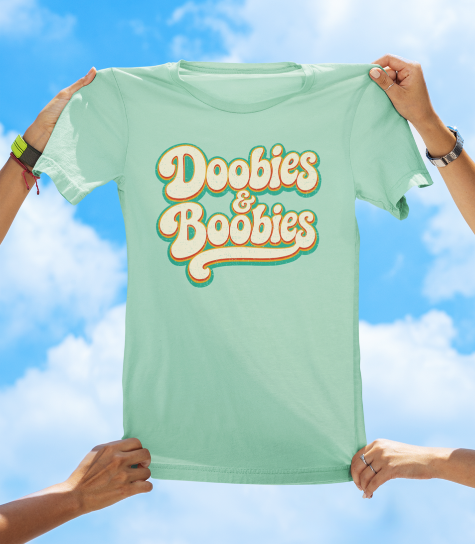 Doobies & Boobies T-Shirt – Retro Text Funny Graphic Tee - The Southern Yankee