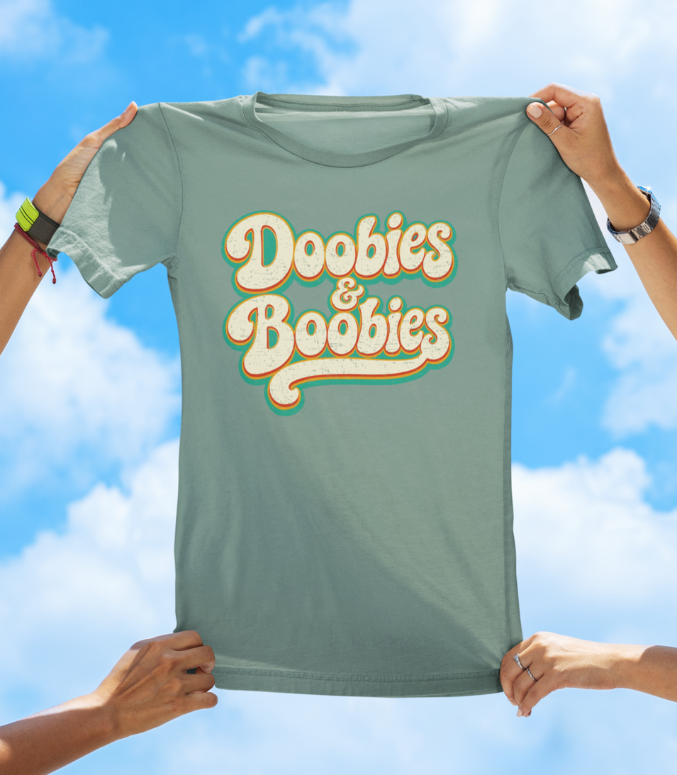 Doobies & Boobies T-Shirt – Retro Text Funny Graphic Tee - The Southern Yankee