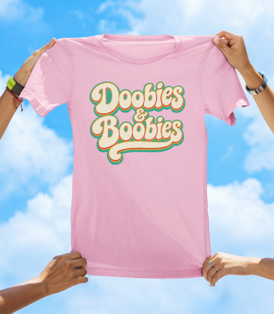 Doobies & Boobies T-Shirt – Retro Text Funny Graphic Tee - The Southern Yankee