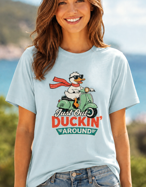 Just Out Duckin’ Around T-Shirt – Funny Duck Scooter Graphic Tee - The Southern Yankee