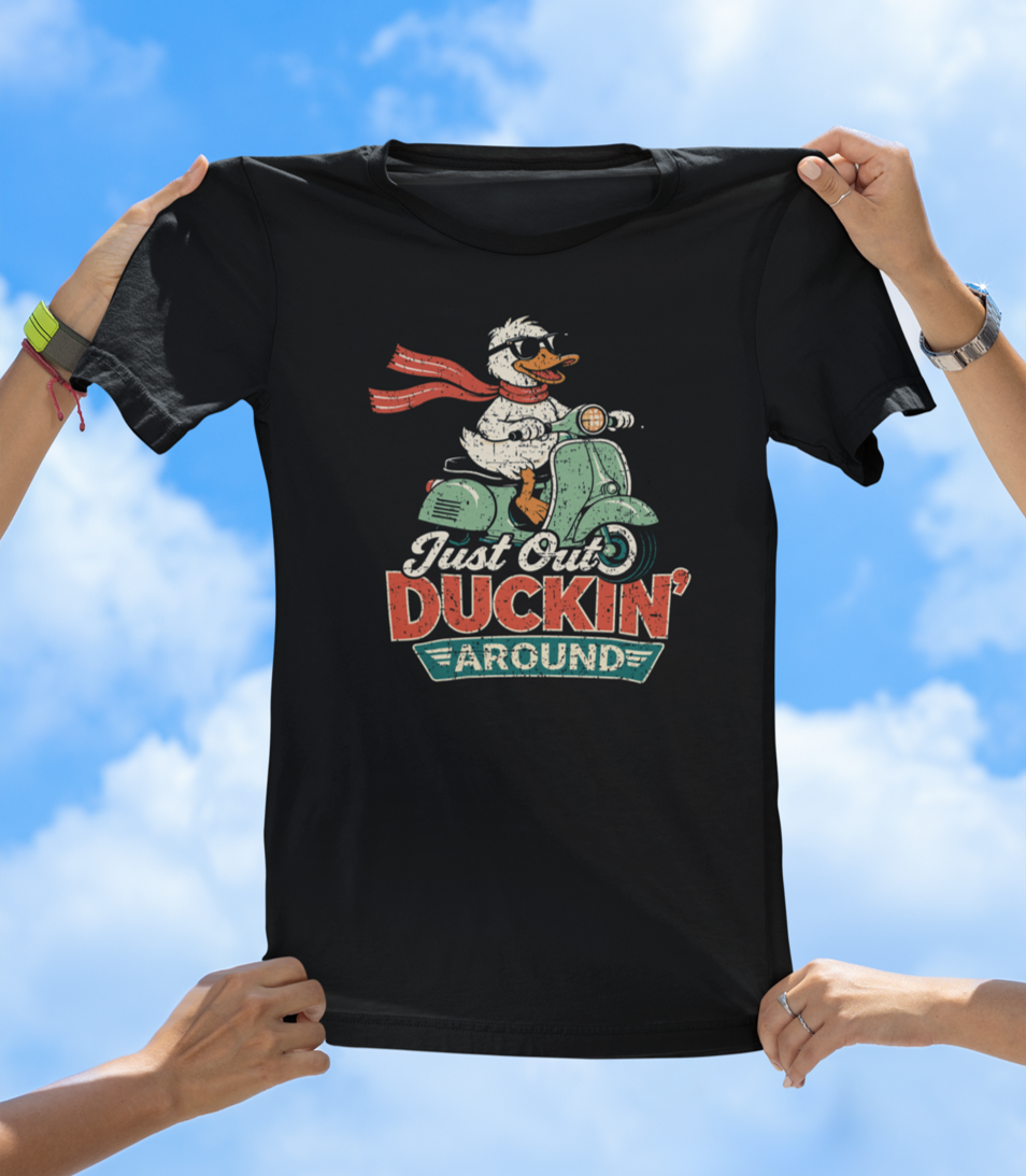 Just Out Duckin’ Around T-Shirt – Funny Duck Scooter Graphic Tee - The Southern Yankee