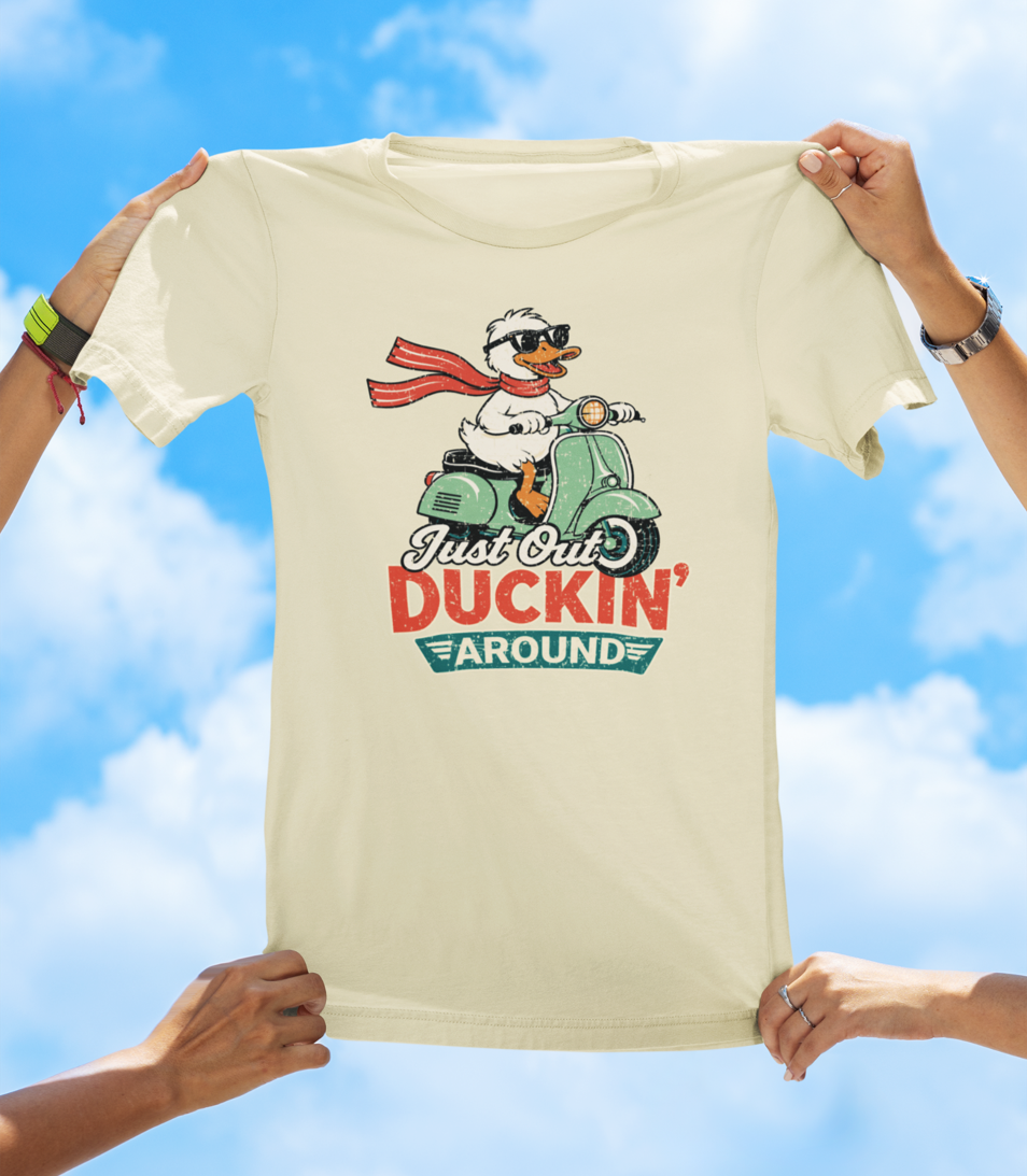 Just Out Duckin’ Around T-Shirt – Funny Duck Scooter Graphic Tee - The Southern Yankee