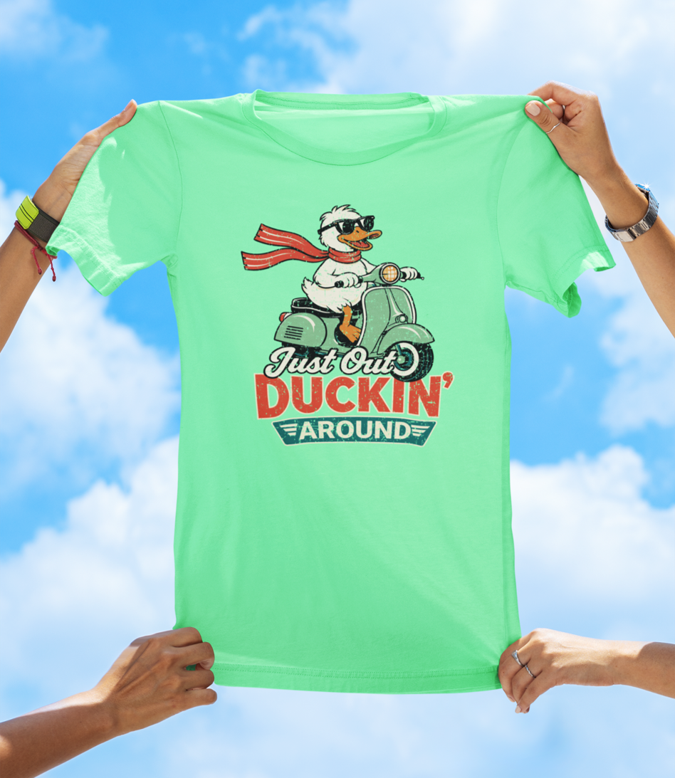 Just Out Duckin’ Around T-Shirt – Funny Duck Scooter Graphic Tee - The Southern Yankee