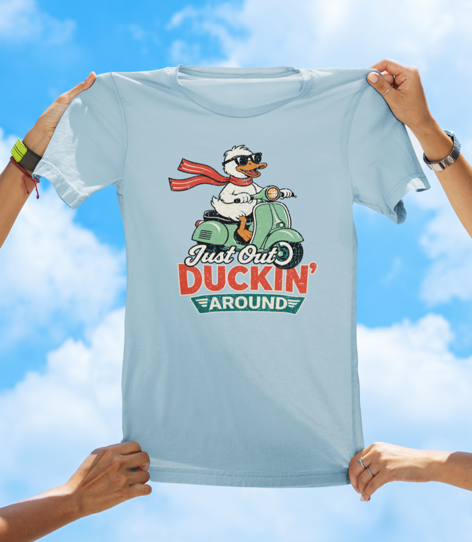 Just Out Duckin’ Around T-Shirt – Funny Duck Scooter Graphic Tee - The Southern Yankee