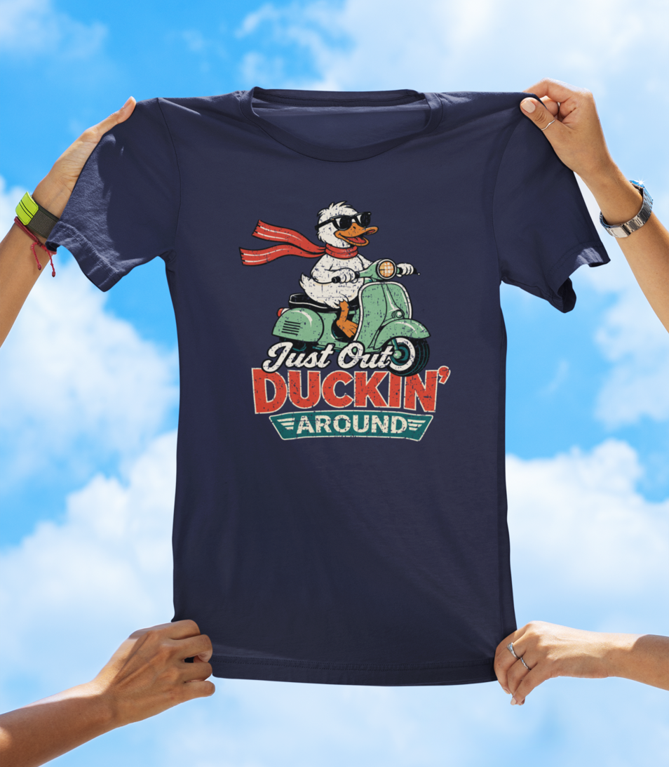 Just Out Duckin’ Around T-Shirt – Funny Duck Scooter Graphic Tee - The Southern Yankee