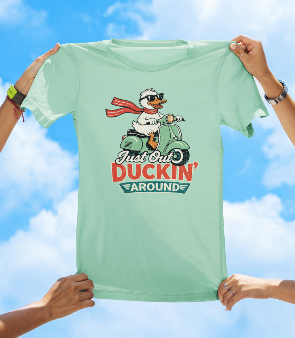 Just Out Duckin’ Around T-Shirt – Funny Duck Scooter Graphic Tee - The Southern Yankee