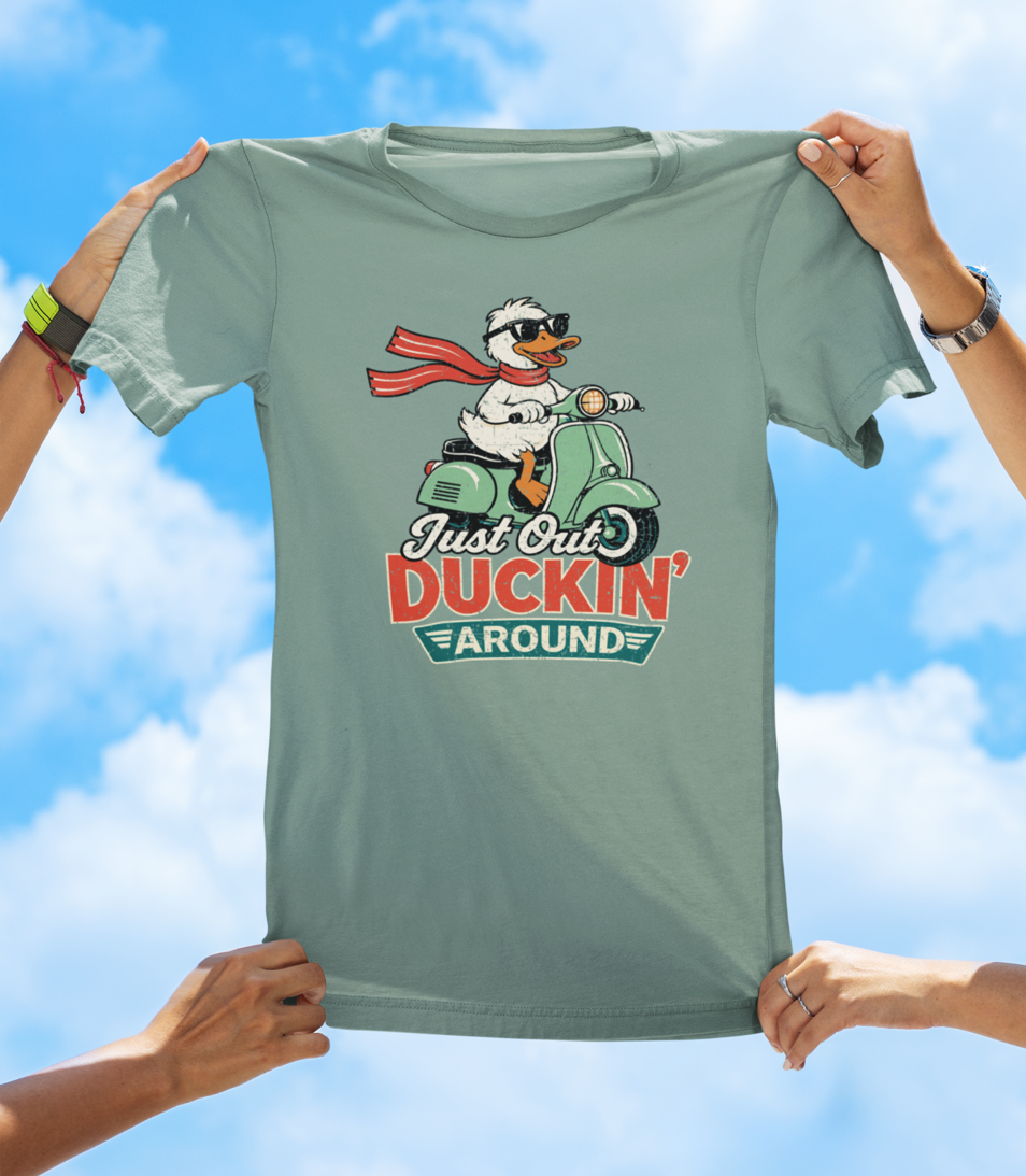 Just Out Duckin’ Around T-Shirt – Funny Duck Scooter Graphic Tee - The Southern Yankee
