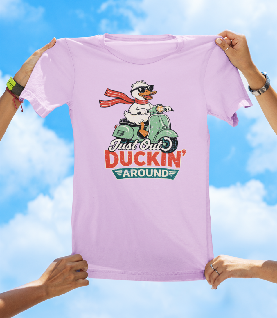 Just Out Duckin’ Around T-Shirt – Funny Duck Scooter Graphic Tee - The Southern Yankee