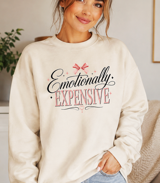 Emotionally Expensive Sweatshirt – Feminine Coquette Graphic Crewneck - The Southern Yankee