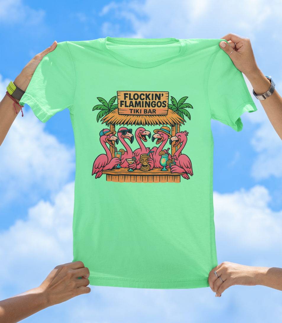 Flockin' Flamingos Tiki Bar T-Shirt | Tropical Party Vibes Tee - The Southern Yankee
