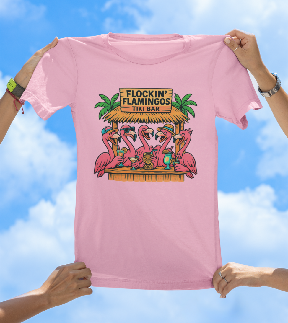 Flockin' Flamingos Tiki Bar T-Shirt | Tropical Party Vibes Tee - The Southern Yankee