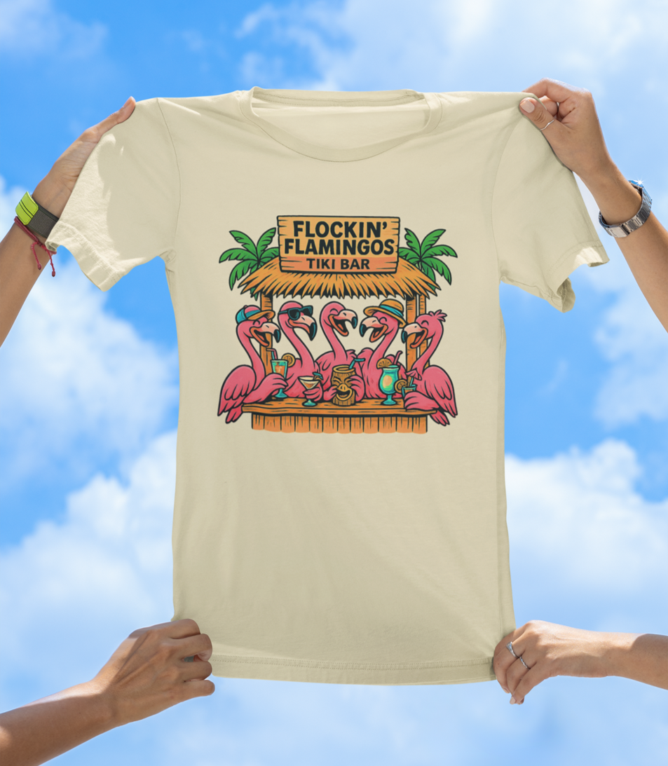Flockin' Flamingos Tiki Bar T-Shirt | Tropical Party Vibes Tee - The Southern Yankee