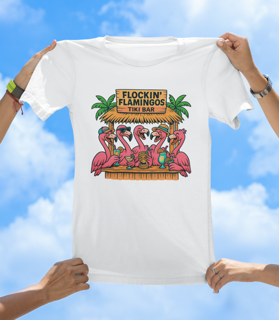 Flockin' Flamingos Tiki Bar T-Shirt | Tropical Party Vibes Tee - The Southern Yankee