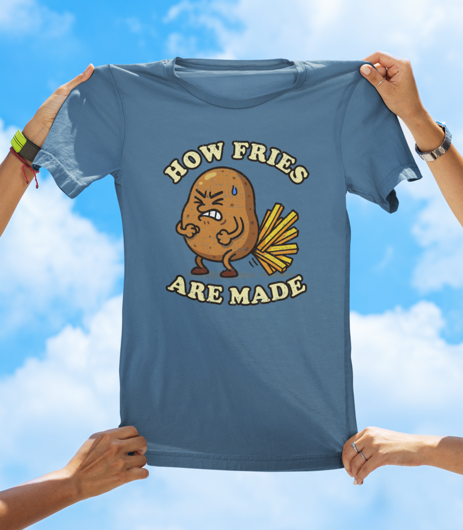 How Fries Are Made T-Shirt | Funny Potato Cartoon Tee - The Southern Yankee